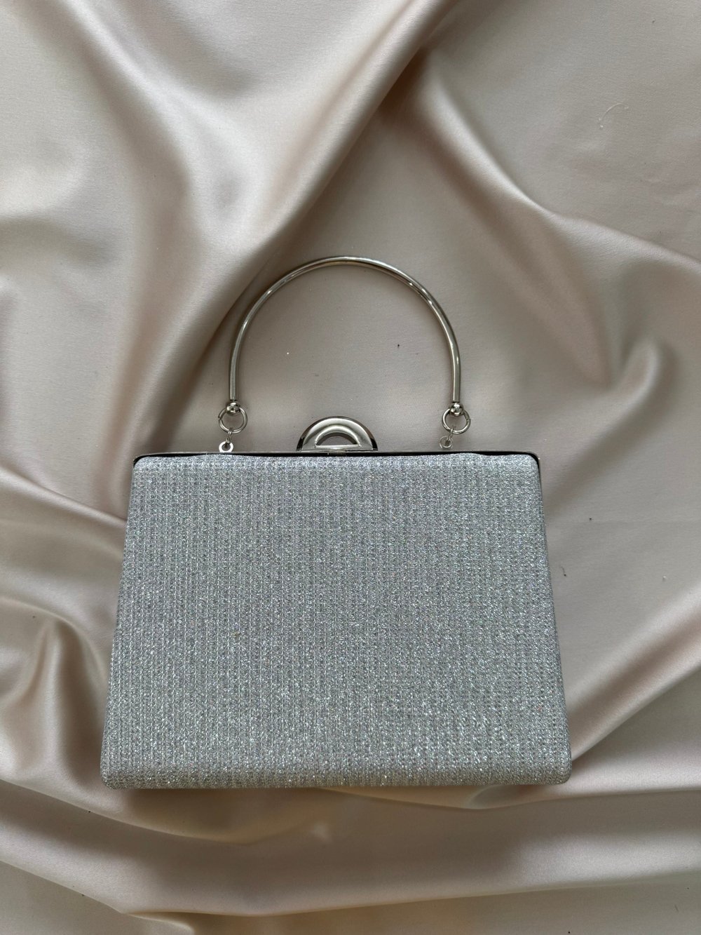 Kadın Gümüş Simli Abiye, Clutch Gece Çantası