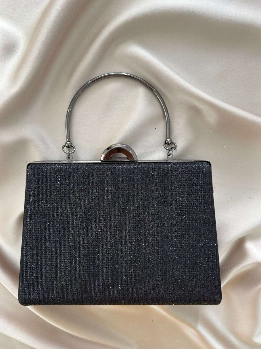 Kadın Siyah Simli Abiye, Clutch Gece Çantası