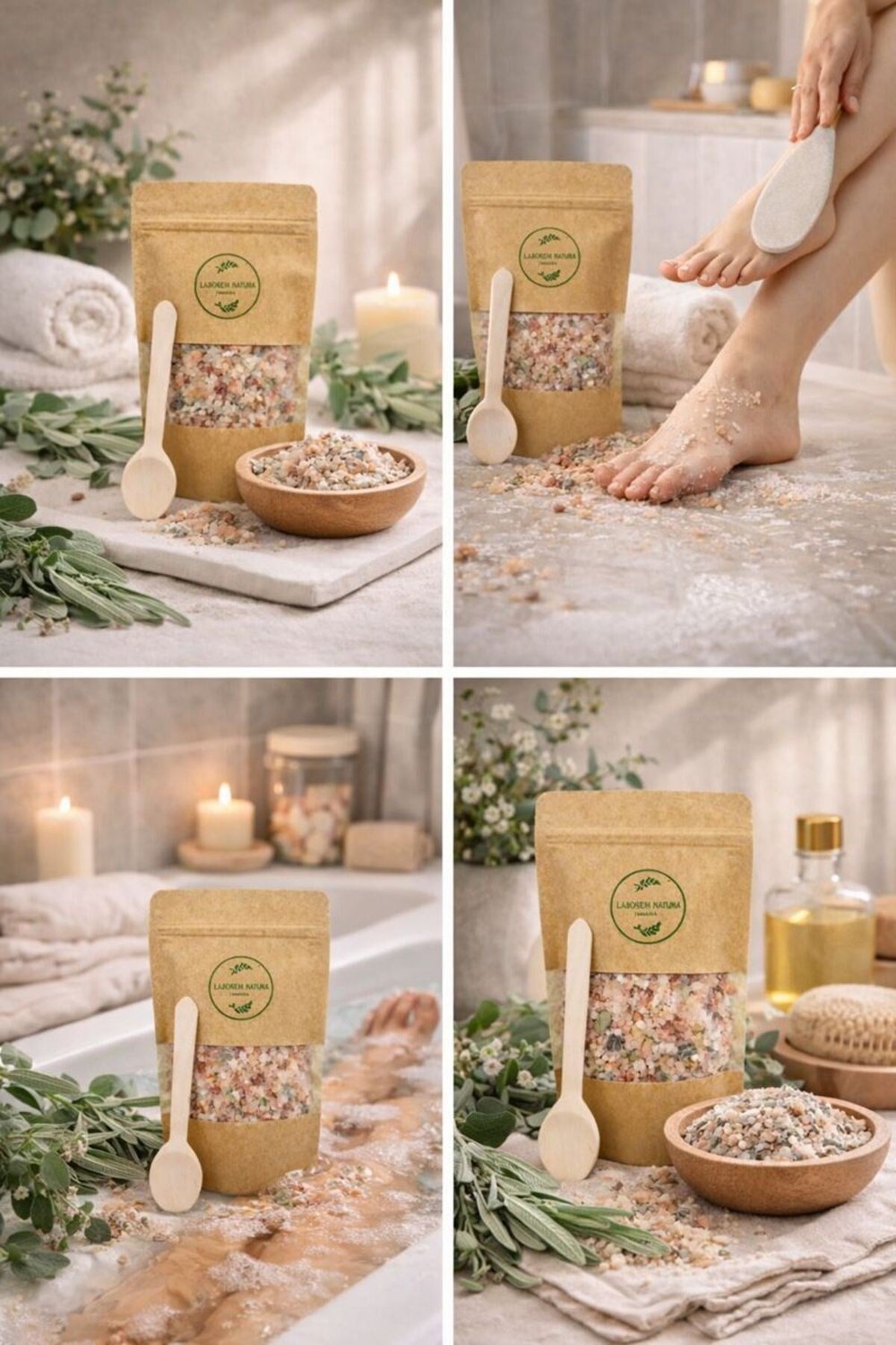 Okaliptüs & Adaçayı Çok Amaçlı Banyo, Ayak ve Vücut Tuzu | Mineralli Rahatlatıcı Bakım Tuzu 200 gr