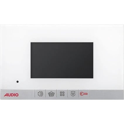 Audio 001198B 4.3” MODERN BAS KONUŞ Mekanik Butonlu (Beyaz Cam - Beyaz Gövde - Beyaz Çıtalı)