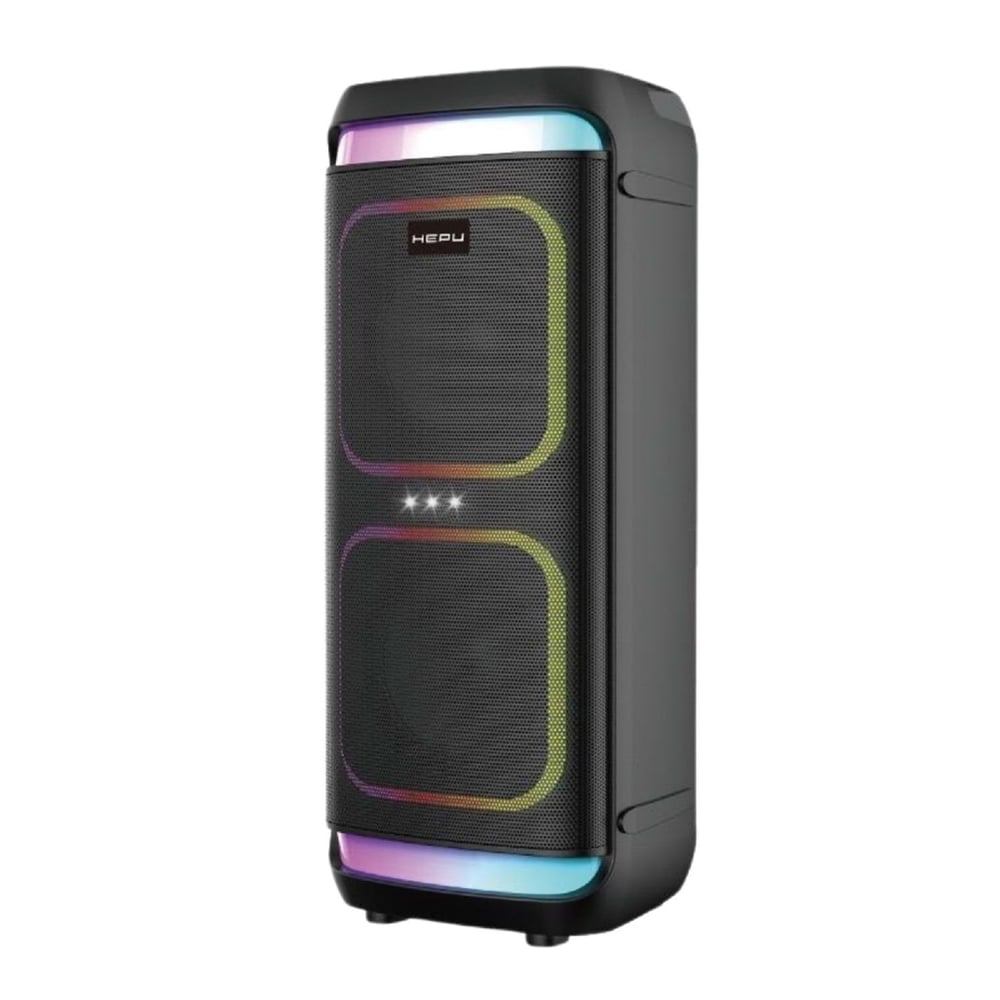 Hepu HP-986 Partybox Bluetooth Hoparlör – 2×8” Hoparlör, 24W Güç, RGB Işık, TWS Destekli