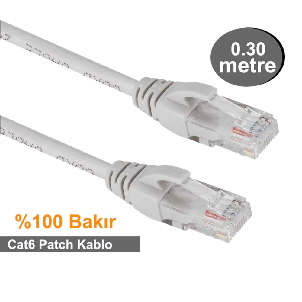 RJ45-RJ45 E/U CAT6 UTP P.cord  LSZH Grey 0.30 MT