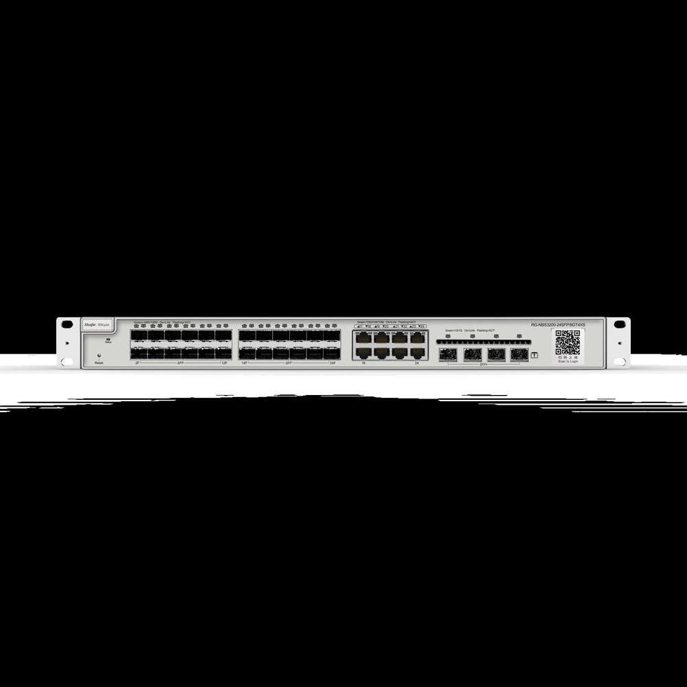Reyee RG-NBS3200-24SFP/8GT4XS 24 Portlu, 24*1G SFP, 8 10/100/1000Base-T Kombo, 4*10G SFP, L2 Yönetilebilir Switch