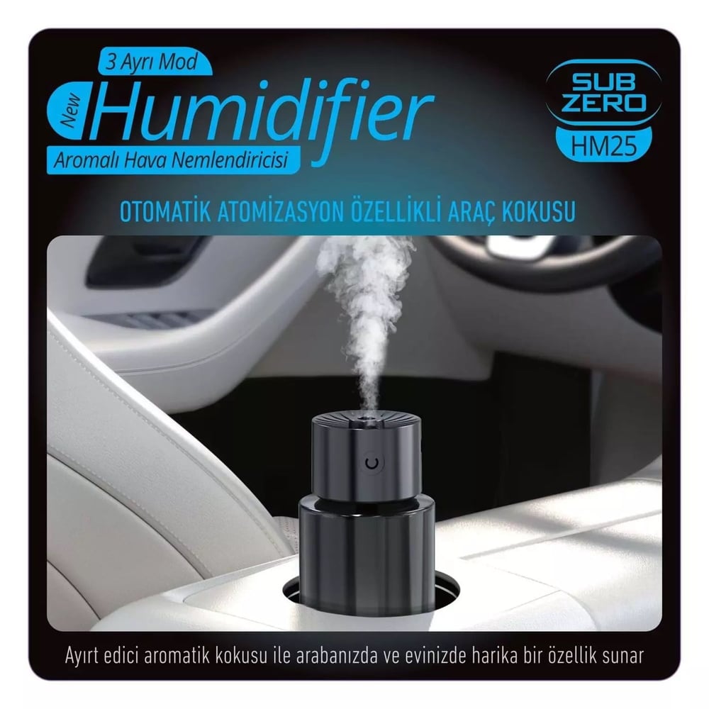 Subzero HM25 Otomatik Araç Içi Koku Difüzör & Nemlendirici – USB Aromaterapi Hava Spreyi