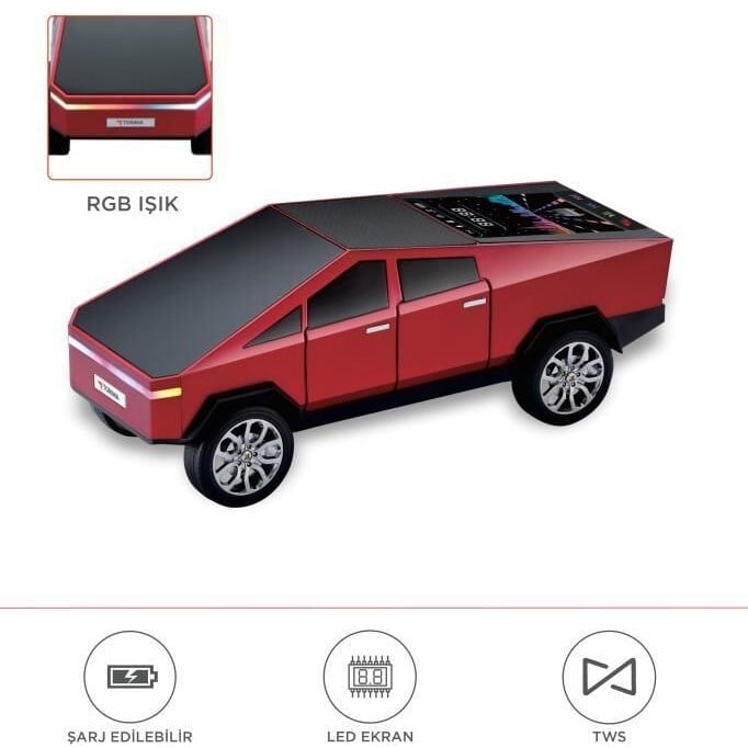 Torima Bluetooth Hoparlör Retro Araba CyberTruck Tasarımlı Rgb Işık D68