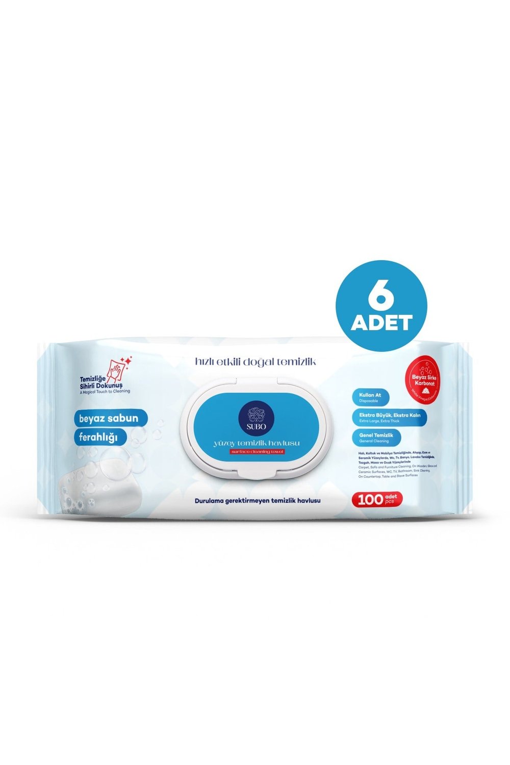 SUBO YÜZEY TEMİZLİK HAVLUSU 100 'LÜ SABUN FERAHLIĞI 6X100