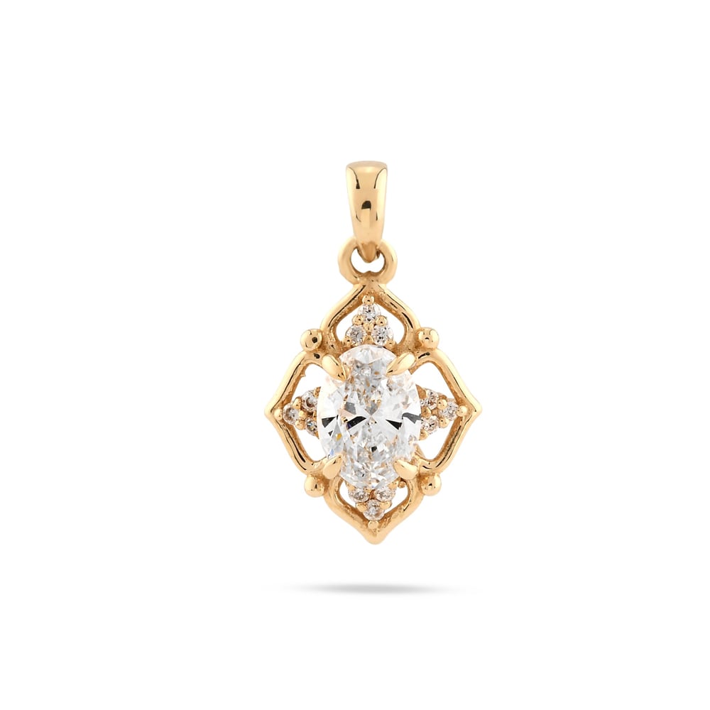 14 Ayar Altın Lab Pırlanta Kolye – Oval Kesim Vintage, 0,23 ct