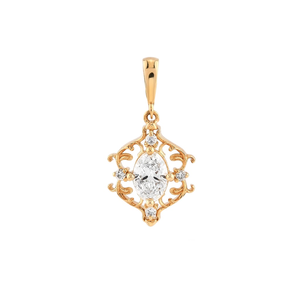 14 Ayar Altın Vintage Oval Lab Pırlanta Kolye – 0,39 ct
