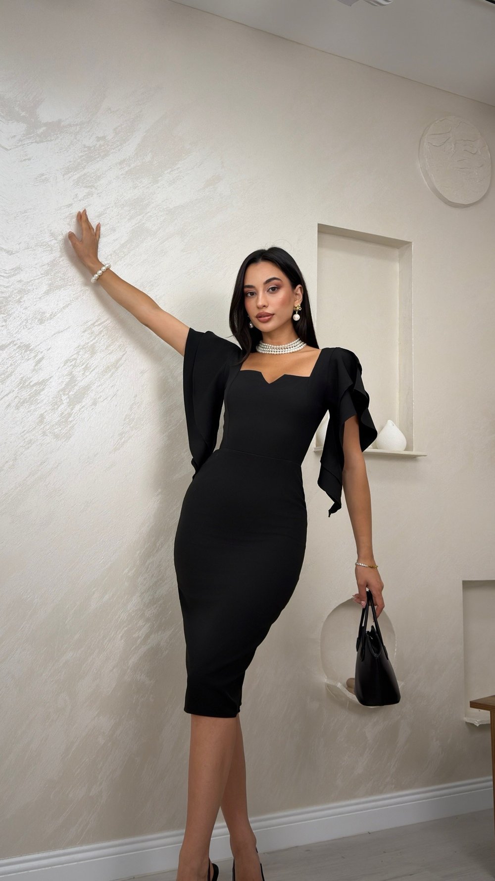 ANTONELLA SİYAH RENKLİ ELEGANT KADIN ELBİSE