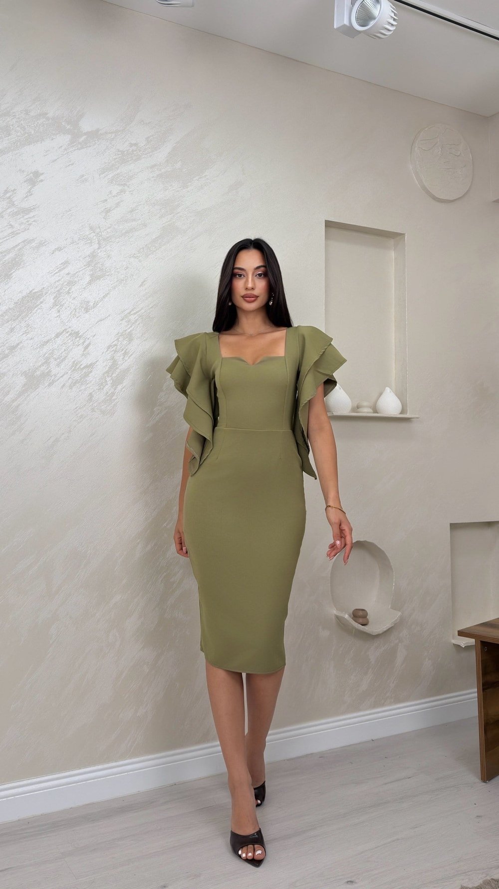 ANTONELLA YEŞİL RENKLİ ELEGANT KADIN ELBİSE