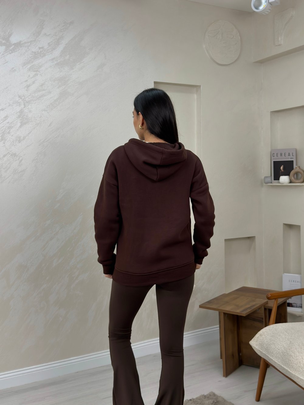 Rhonda Kahve Renkli Fermuarlı Kadın Kapşonlu Sweatshirt