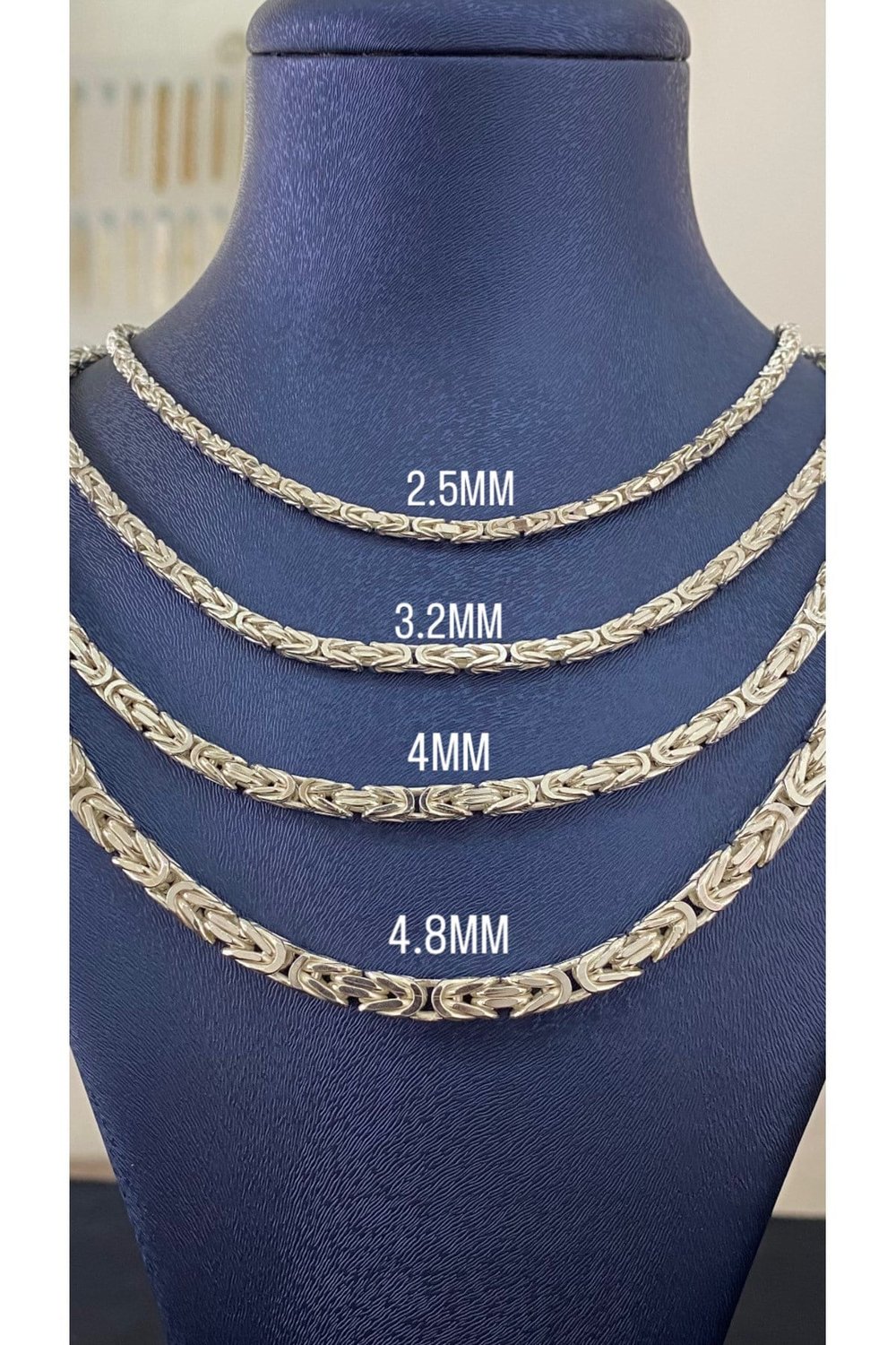 925 Ayar Gümüş Parlak Kare Kral Modeli Erkek Gümüş Zincir - Kolye (4.8 MM Kalınlığında)
