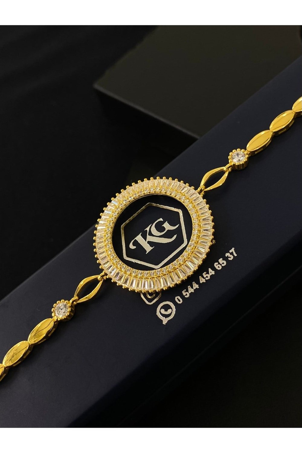 925 Ayar Gümüş Yarım Altın Takmak İçin Kadın Gümüş Bileklik (17+3CM) KG4