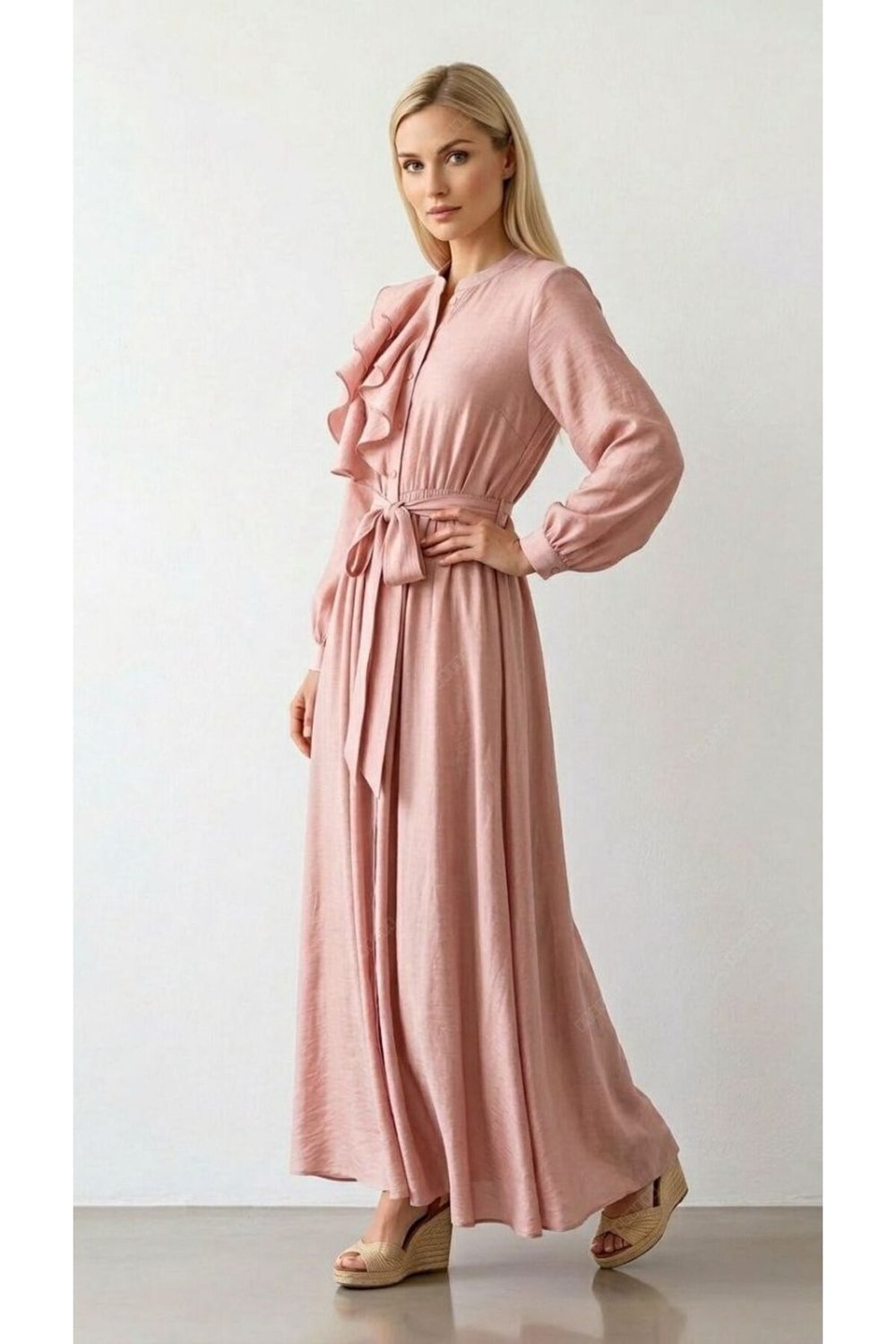 Pembe Renk Astarlı Tül Elbise