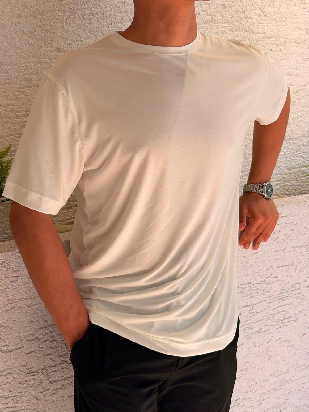 BEYAZ MRH NAYLON BİSİKLET YAKA TİŞÖRT