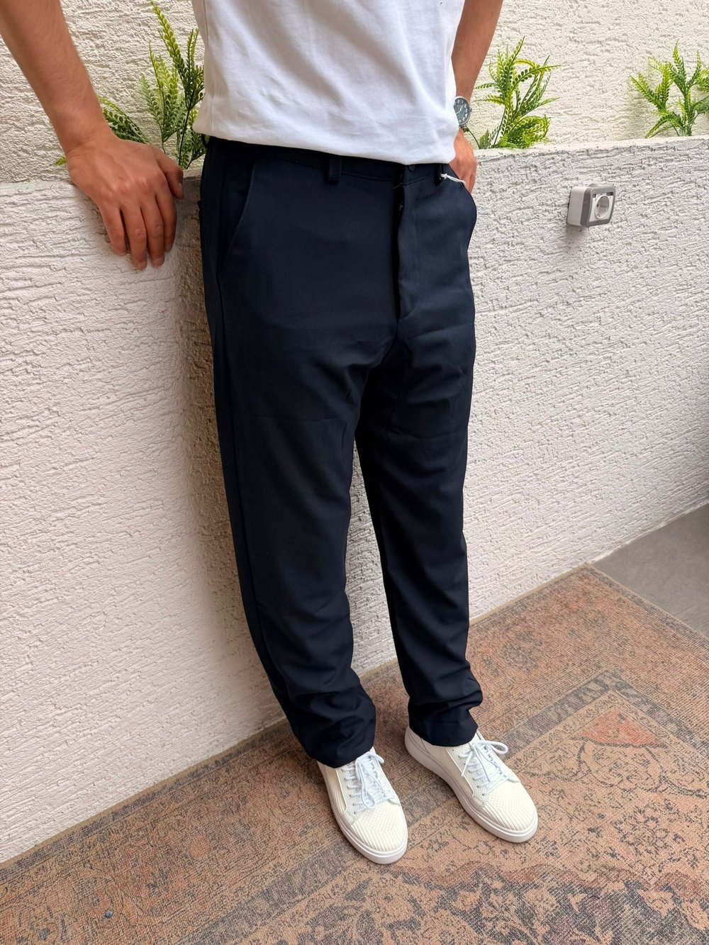 LACİVERT WE11 KETEN BAGGY PANTOLON