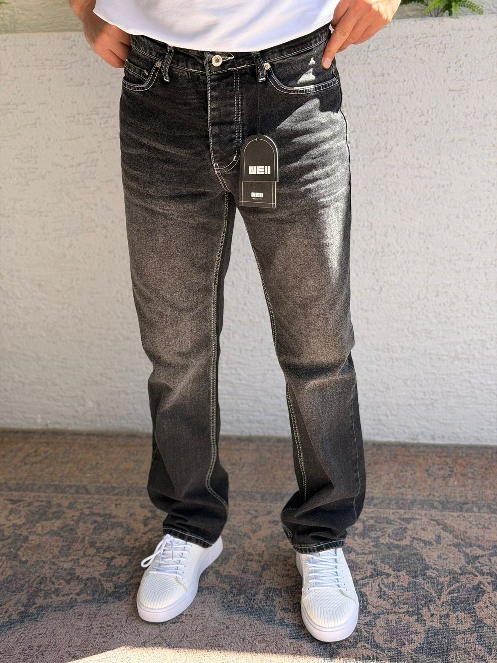 SİYAH FÜME WE11 BAGGY KOT PANTOLON