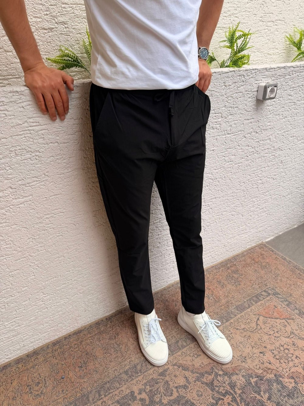 SİYAH VNC LİKRALI KUMAŞ BOYFRİEND PANTOLON