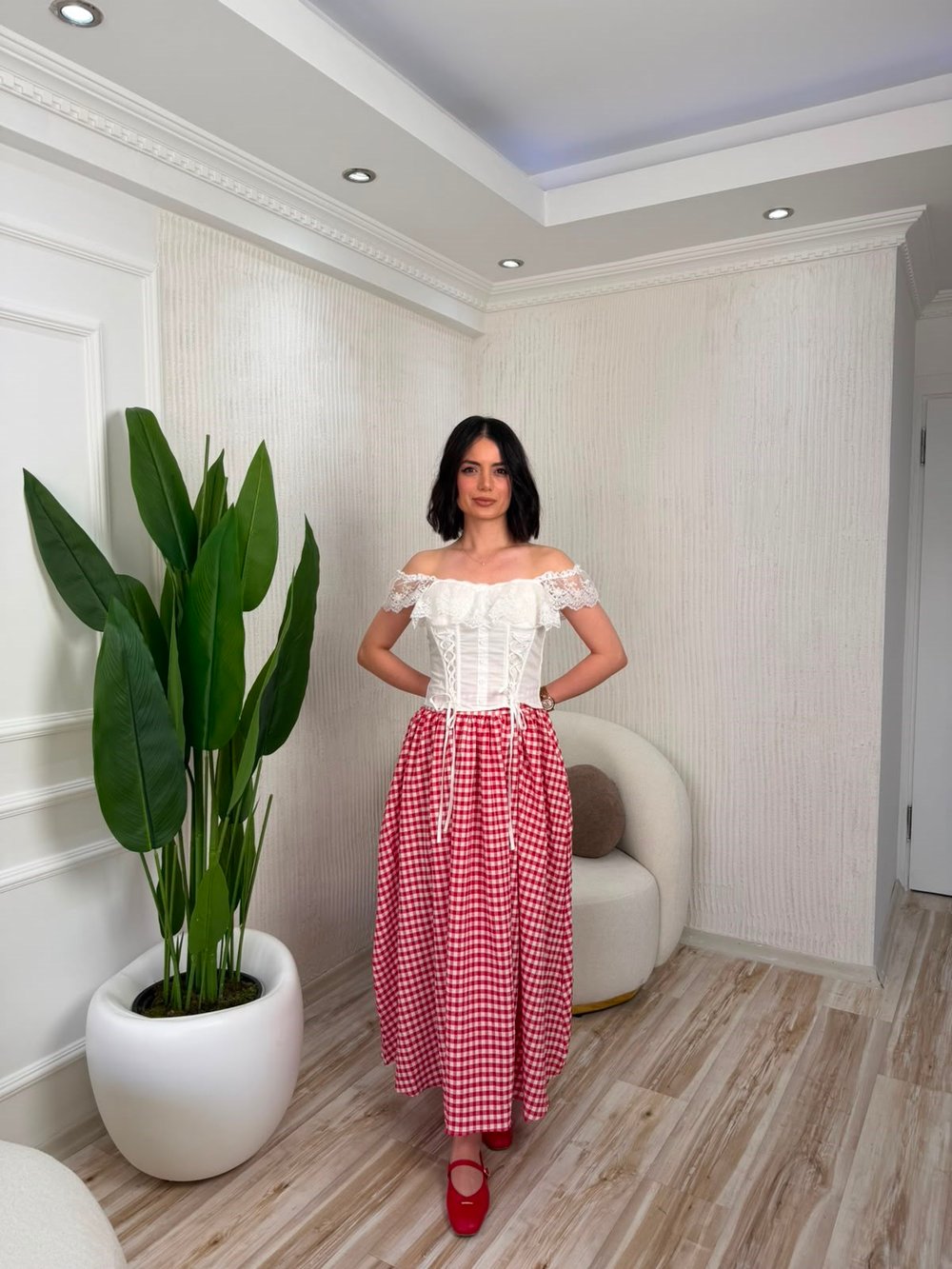 26-1YB2338 - DE261116 QU STYLE ETEK - KIRMIZI BEYAZ