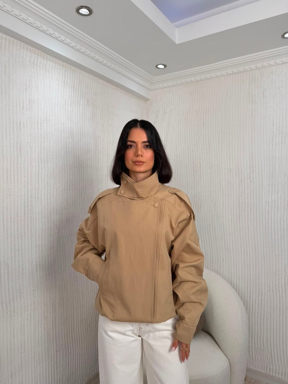 26-1YB2452 - 506383 HOT FASHİON TRENÇKOT - CAMEL