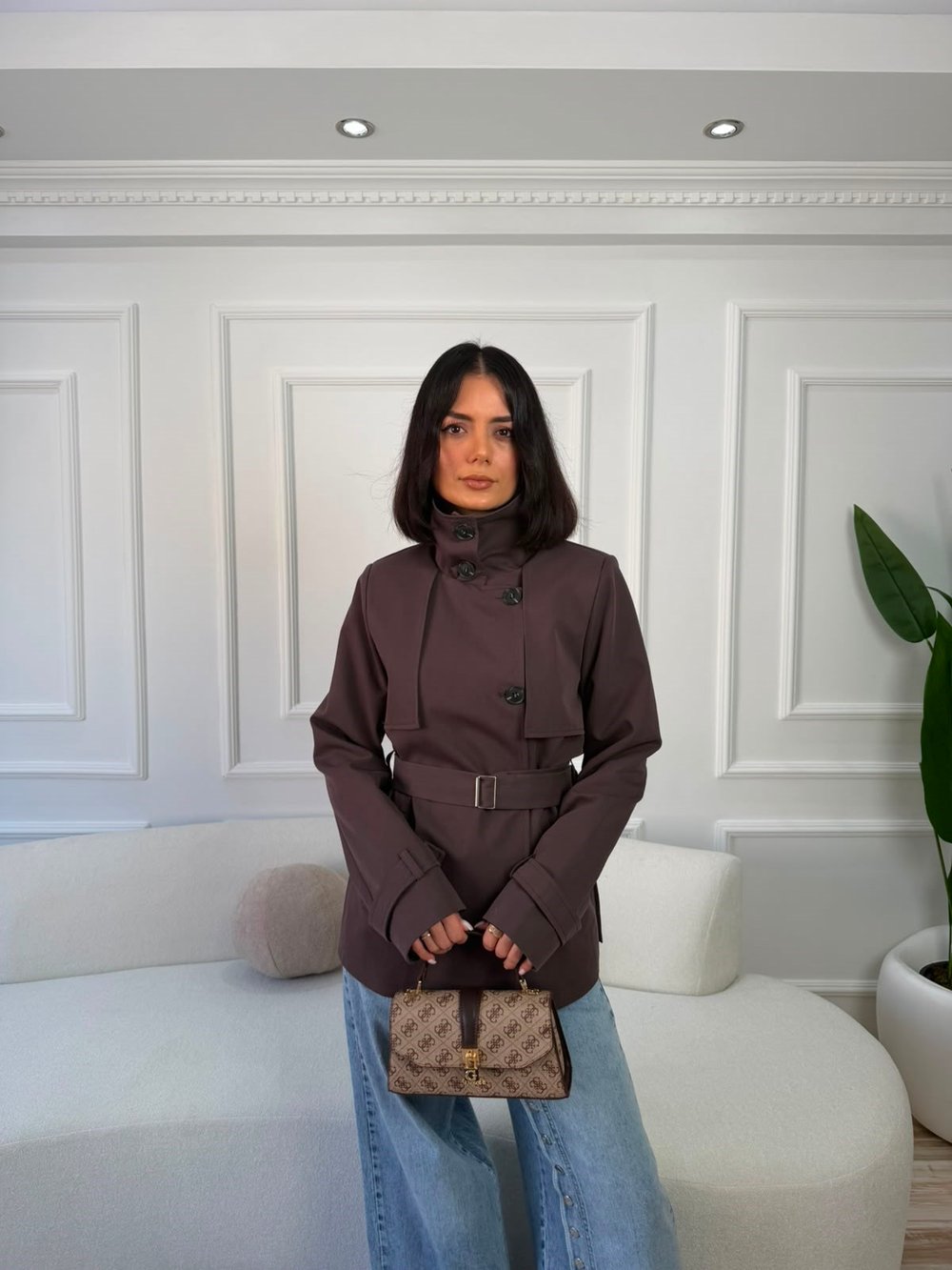 26-1YB2453 - 506382 HOT FASHİON TRENÇKOT - KAHVE