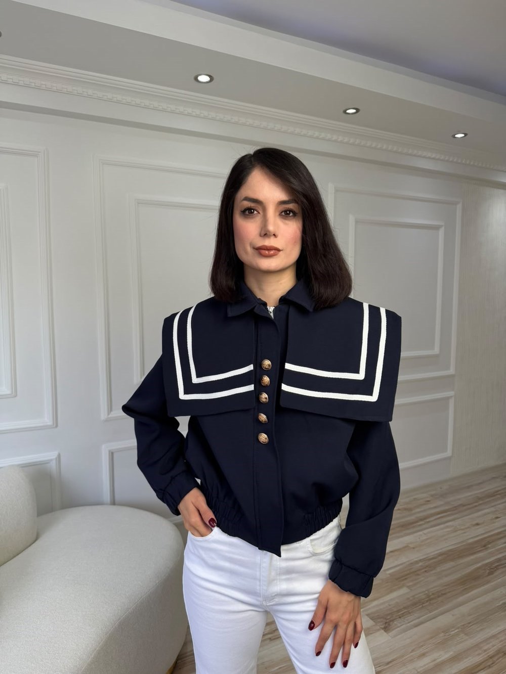 26-2KB0311 - 8664 MİSS NEŞEM ŞERİTLİ ATLAS CEKET - LACİ