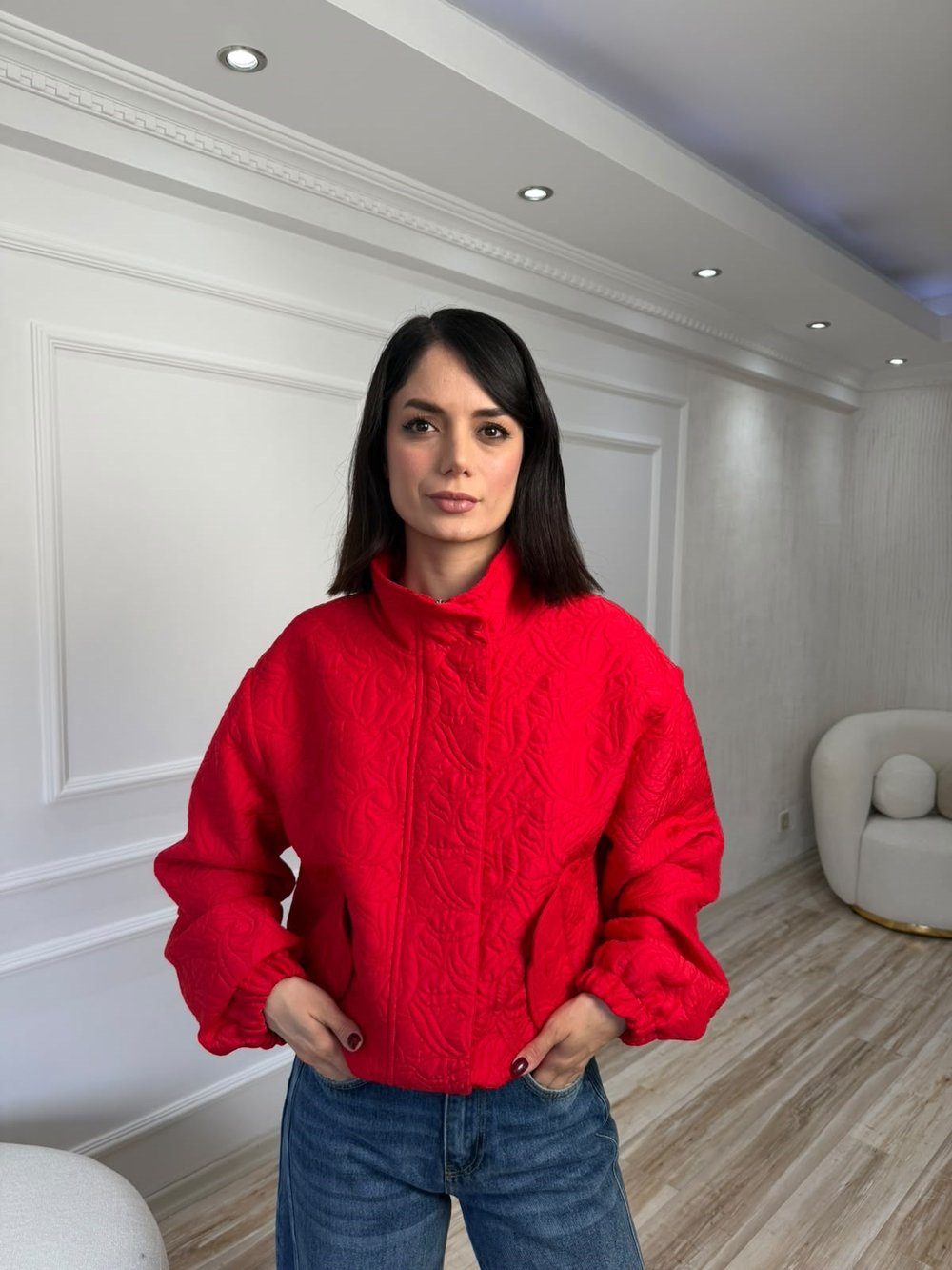 26-2KB0318 - 27007 SİSTİNA KAPİTONE CEKET - KIRMIZI