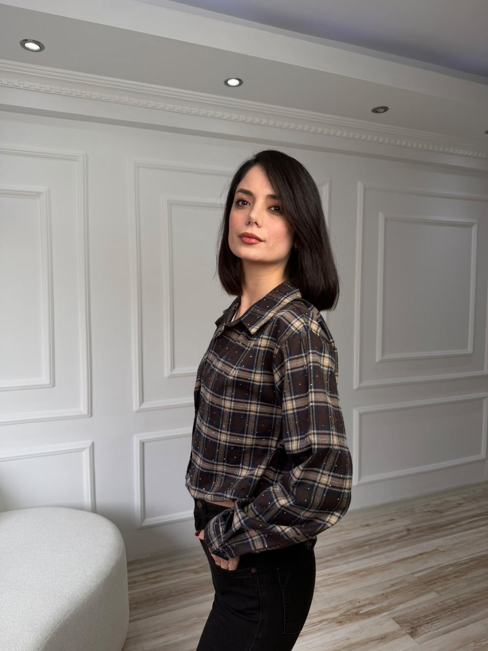 Taş Detaylı Ekose Gömlek - LACİ
