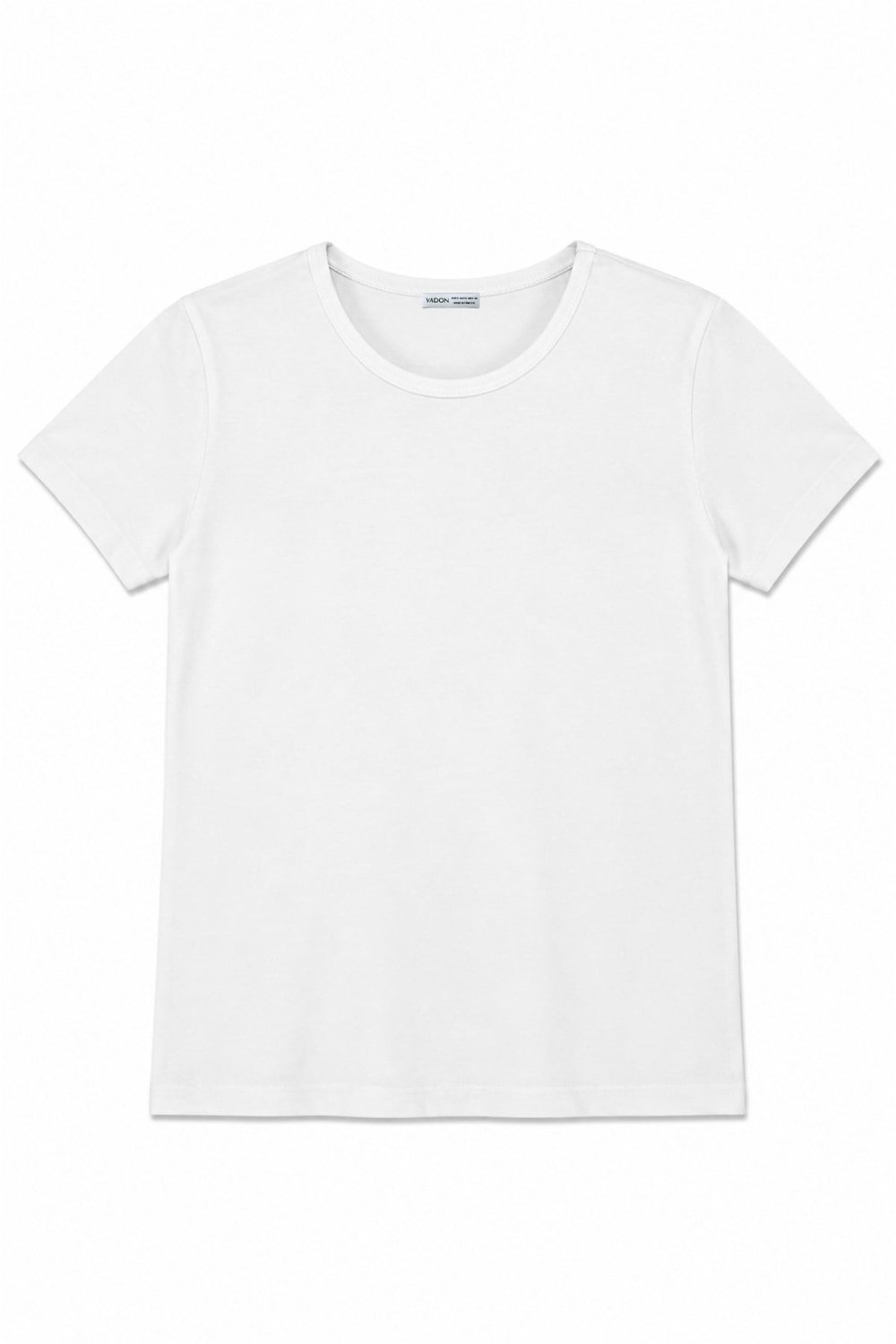1003 Kadın Pamuklu Slim Fit Bisiklet Yaka Yumuşak Dokulu Basic T-Shirt Beyaz
