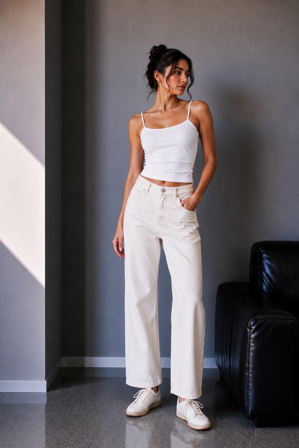 1007 Kadın Pamuklu Slim Fit İnce Askılı Yumuşak Dokulu Basic Atlet Body Beyaz