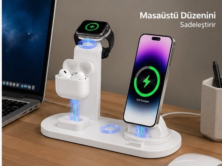 Çoklu Şarj Standı | Telefon Tablet Akıllı Saat Şarj İstasyonu