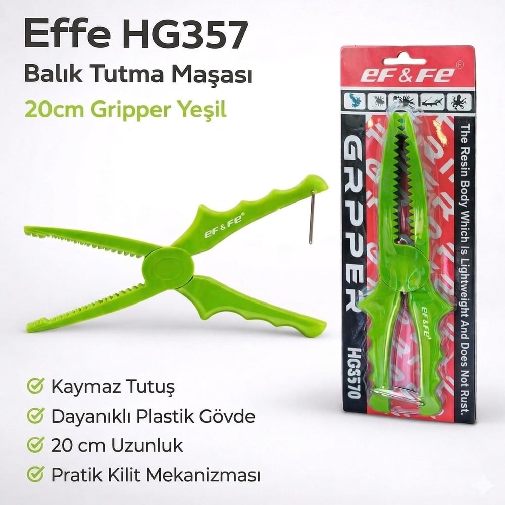 Effe Hg357 Balık Tutma Maşası 20cm Gripper Yeşil