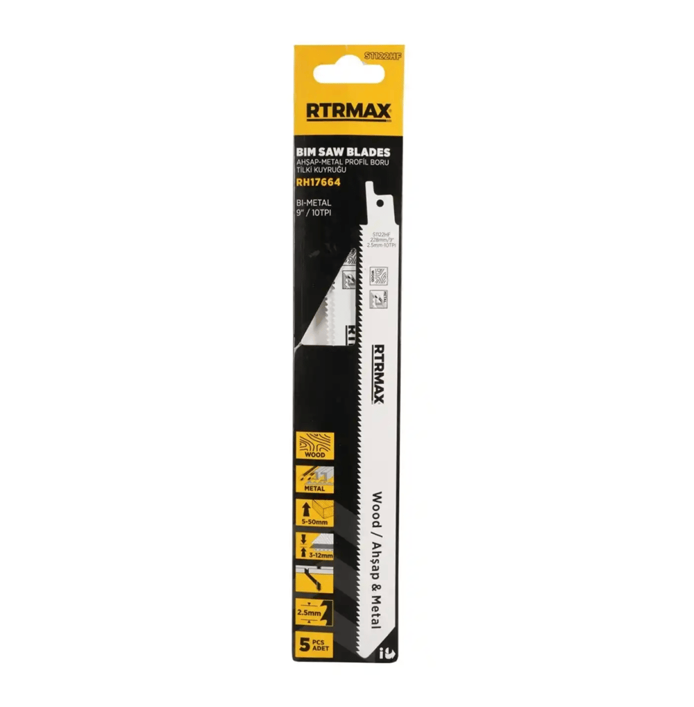 RTRMAX RH17664 S1122HF AHŞAP-METAL PROFİL BORU 225MM TİLKİ KUYRUĞU (5'Lİ SE