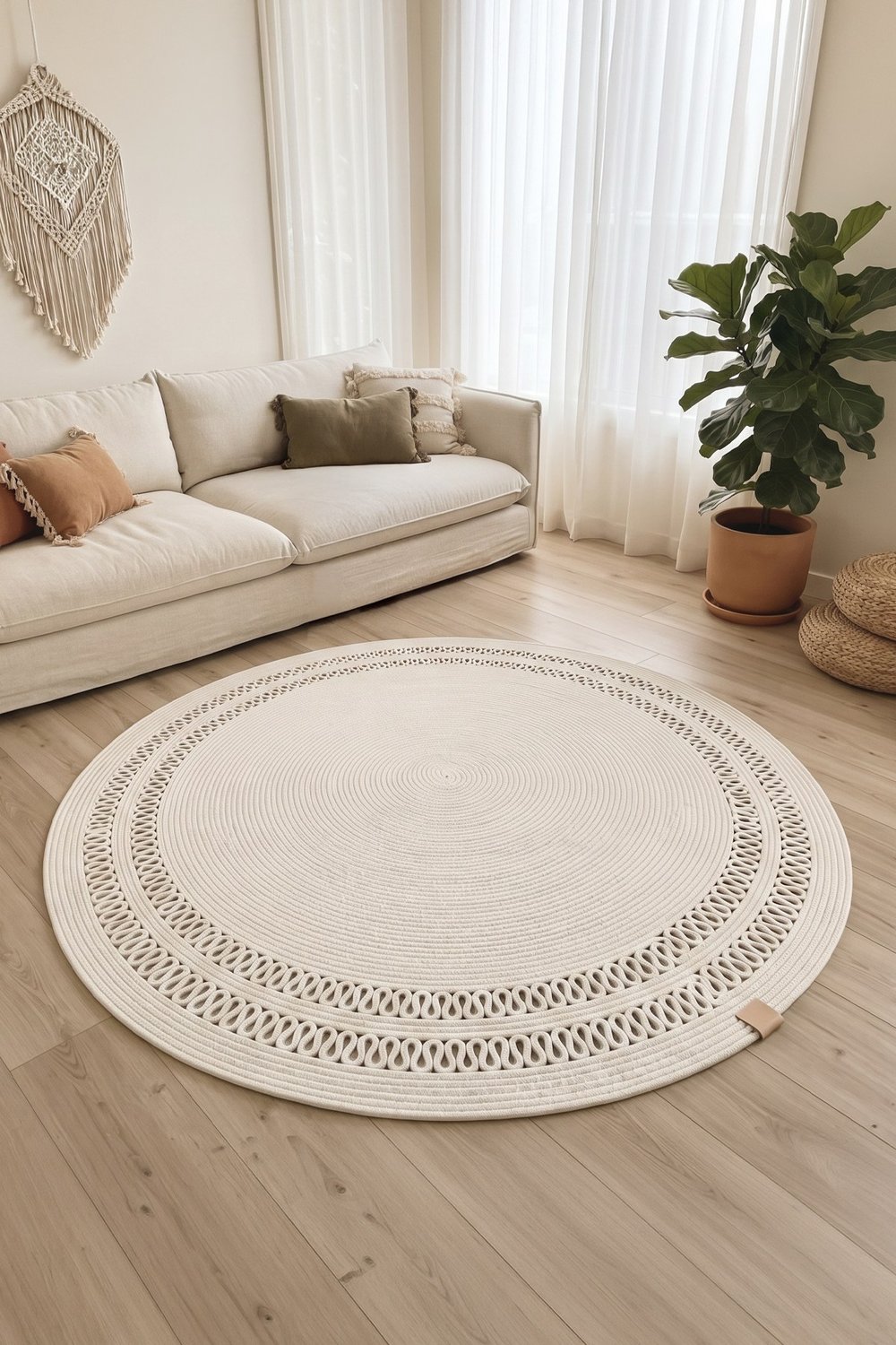 Jüt Bej Çift Trikotlu Salon Mutfak Kilim Paspas Çeyizlik Hediyelik