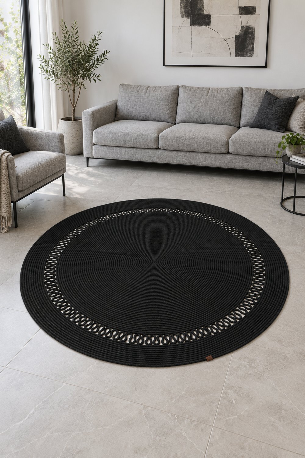 Jüt Siyah Salon Mutfak Koridor Kilim Paspas Çeyizlik Hediyelik