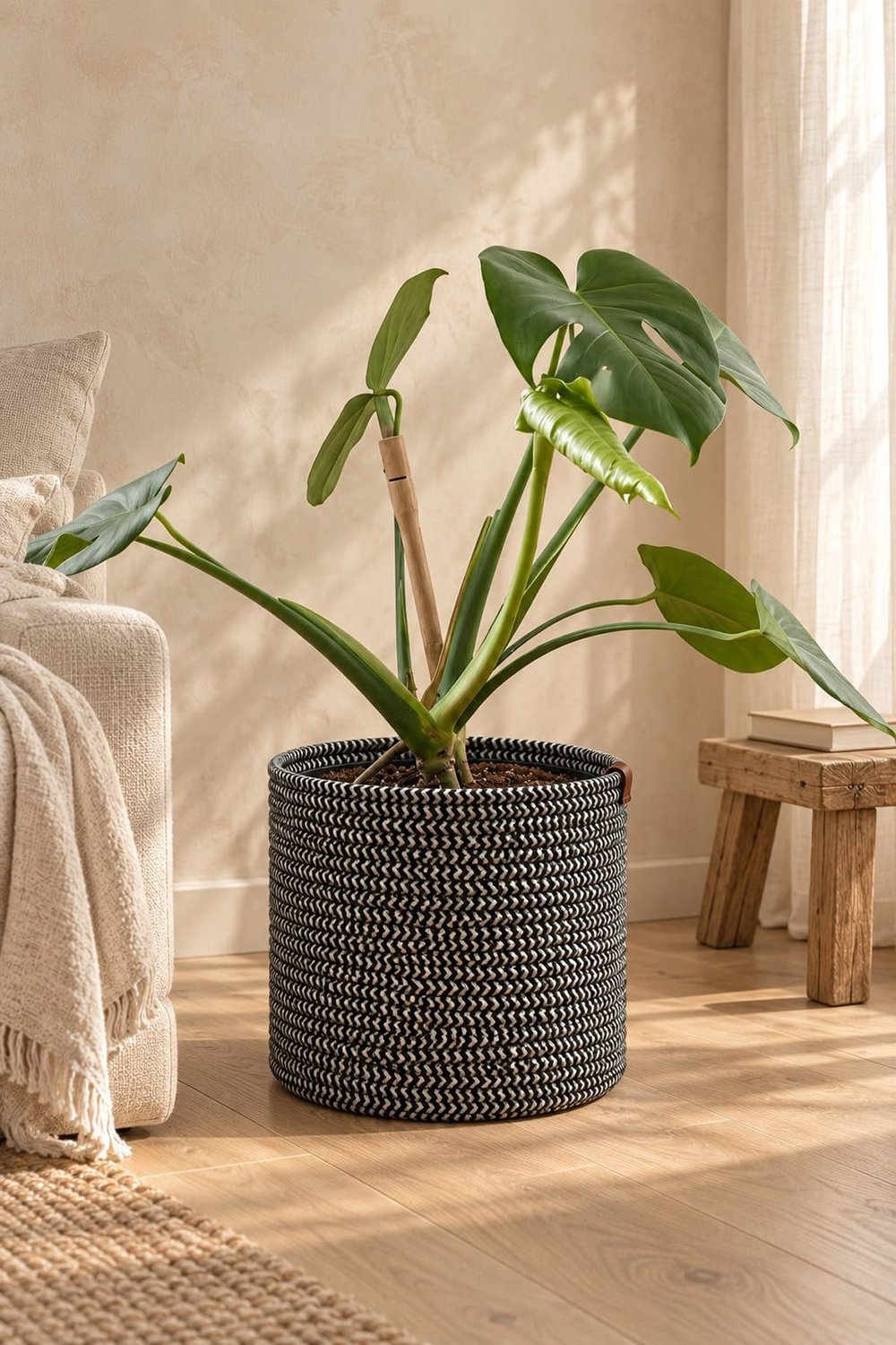 Namteks Dekoratif Örgü Saksı Sepeti 25x23 cm – Koyu Gri