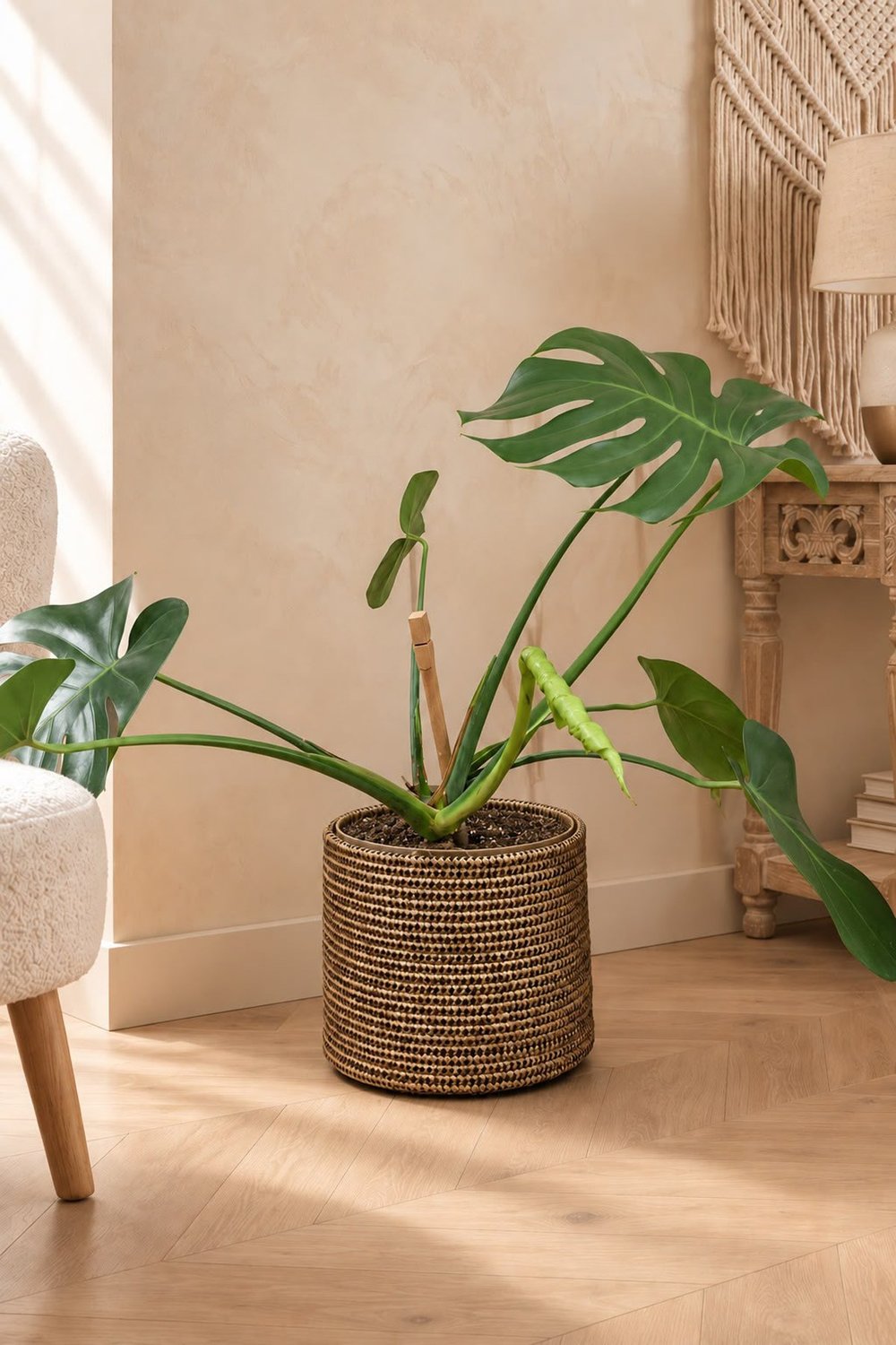 Namteks Dekoratif Örgü Saksı Sepeti 25x23 cm – Koyu Hasır
