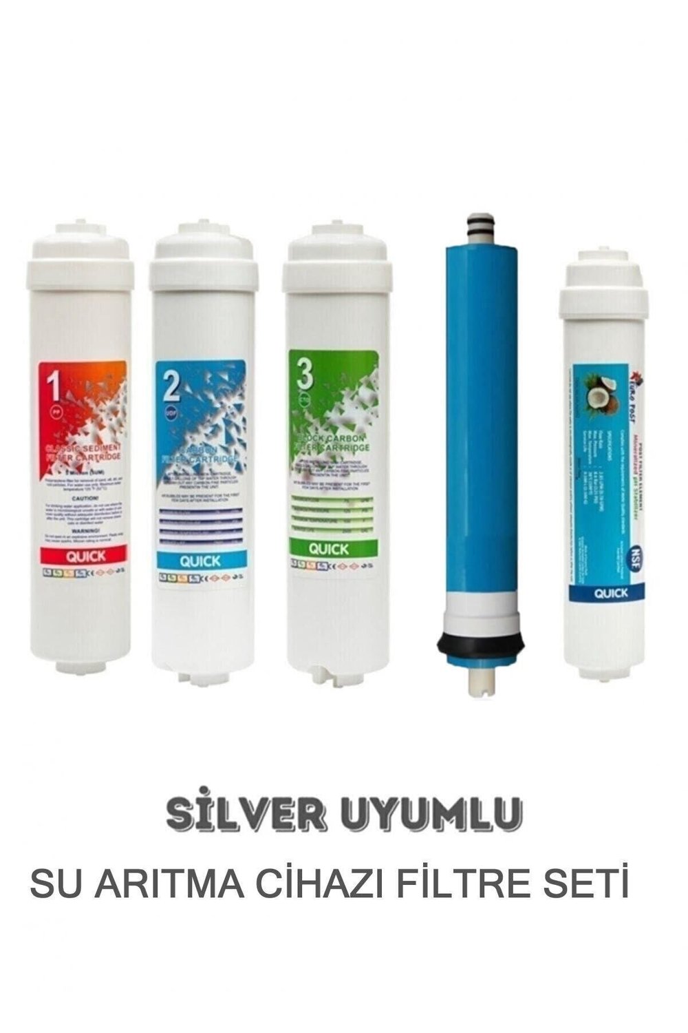 Kapalı Kasa Silver Su Arıtma Cihazı Uyumlu 5li Filtre Set Inline