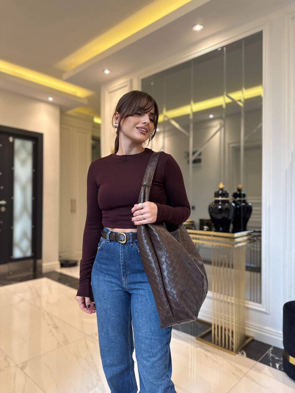Bordo %100 Pamuklu Crop Body