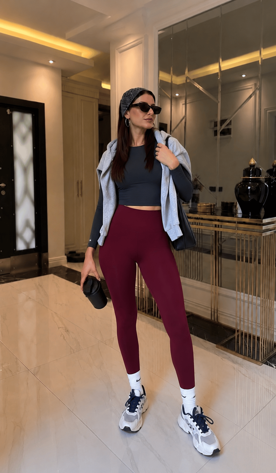 Bordo Düz Nanofit Sporcu Tayt