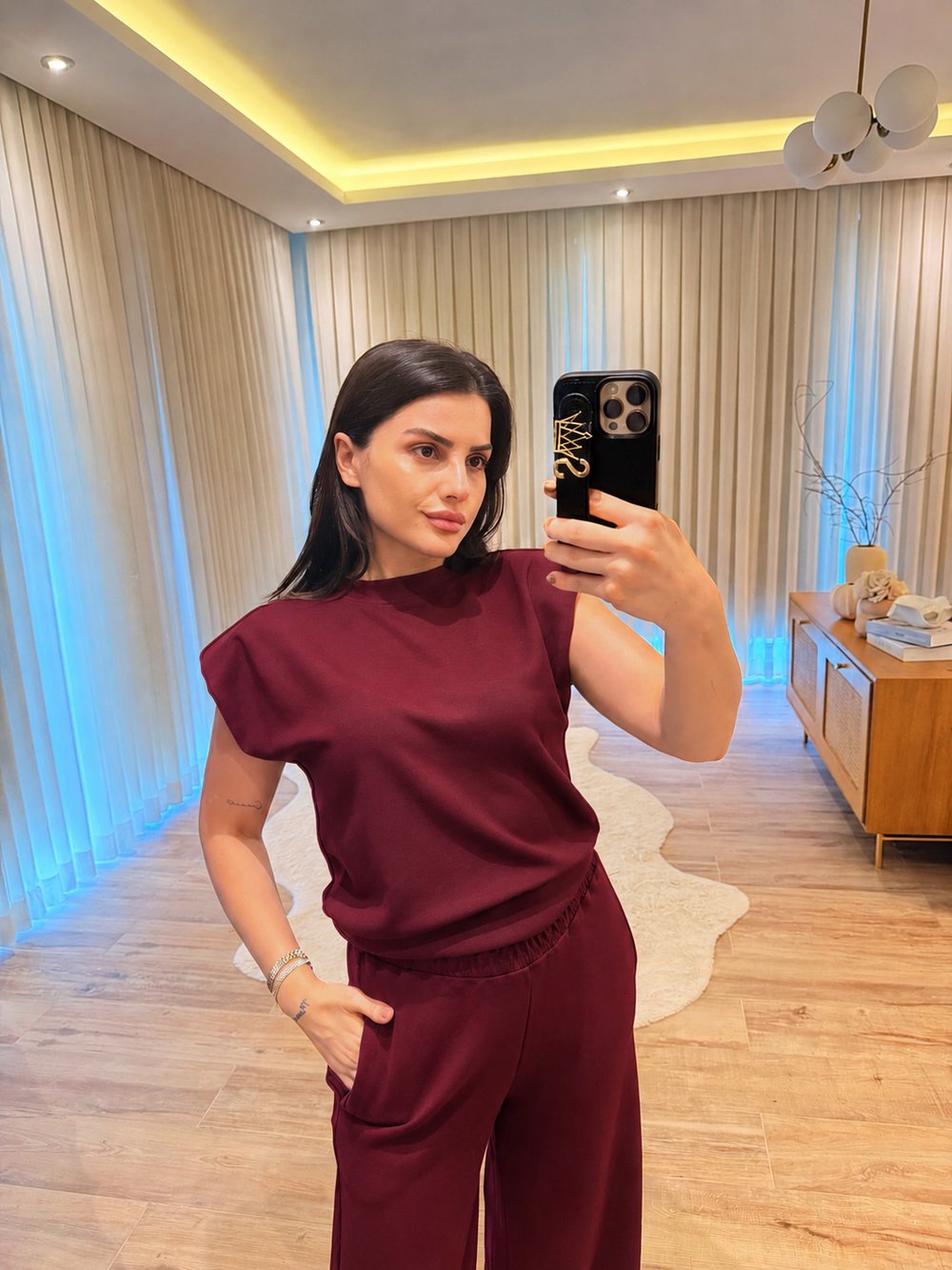 Bordo Oysh Modal Vatkalı Eşofman Takımı
