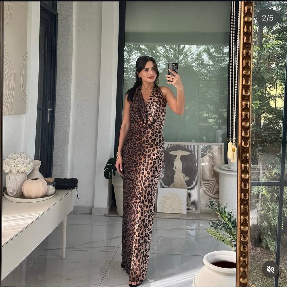 Leopar Desenli  Elbise