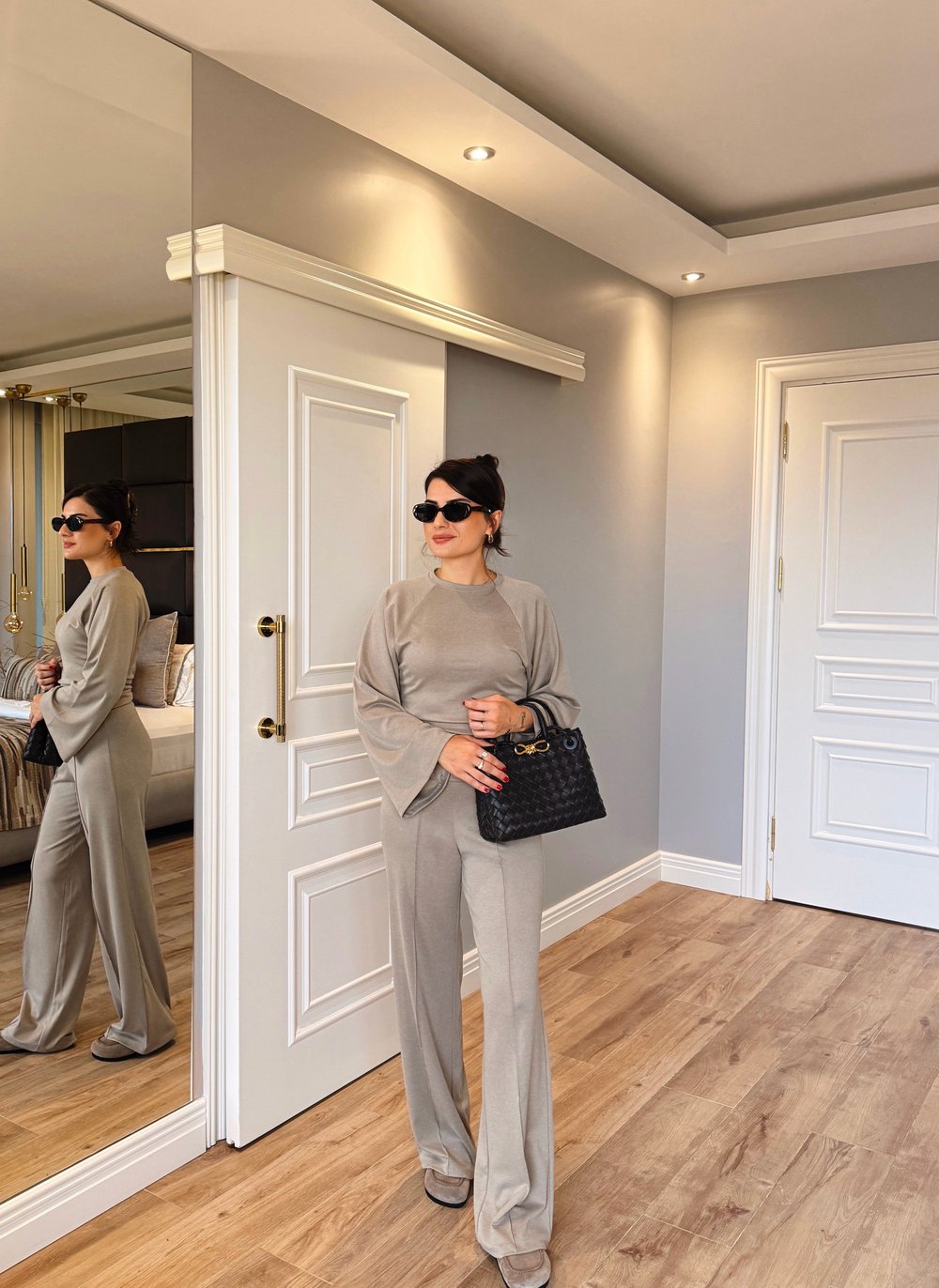 Siena Kaşmir Bluz Pantolon Takım-Vizon