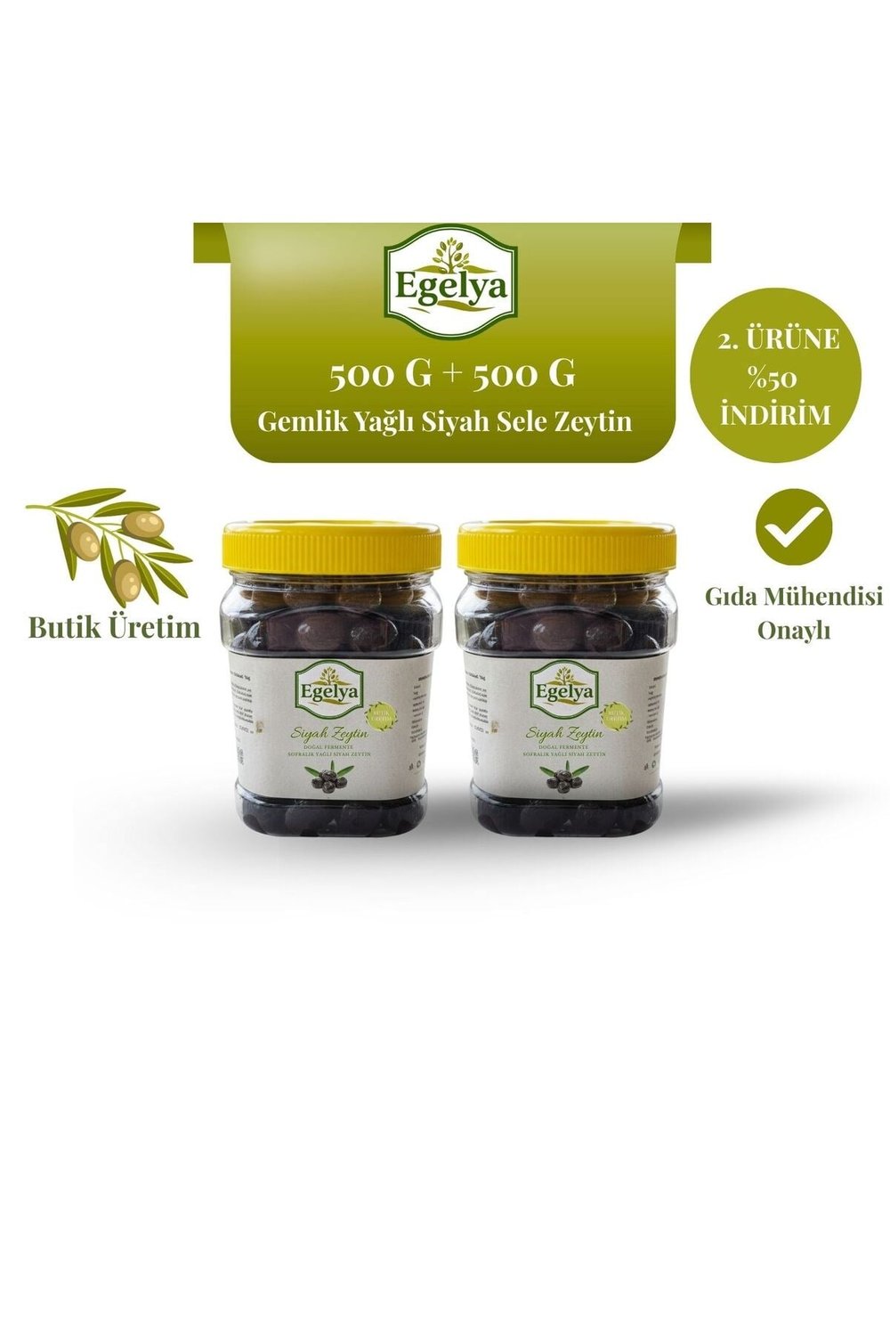 Gemlik Yağlı Siyah Sele Zeytin 500 G + 500 G Zeytin Paketi | 2. Ürüne Yarı Fiyat, Doğal Fermente, Katkısız