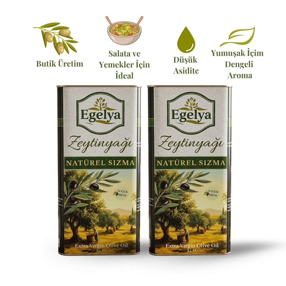 Natürel Sızma Zeytinyağı 5 L + 5 L Teneke