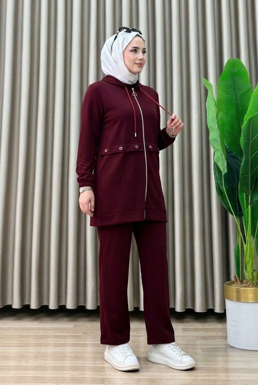 Kapşonlu Oyhso Takım-Bordo