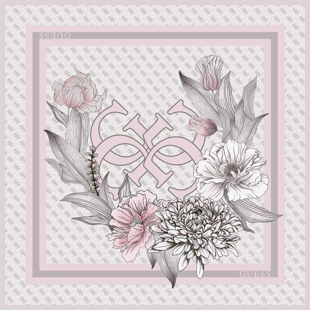 GUESS 4G PATTERN ROSE EŞARP