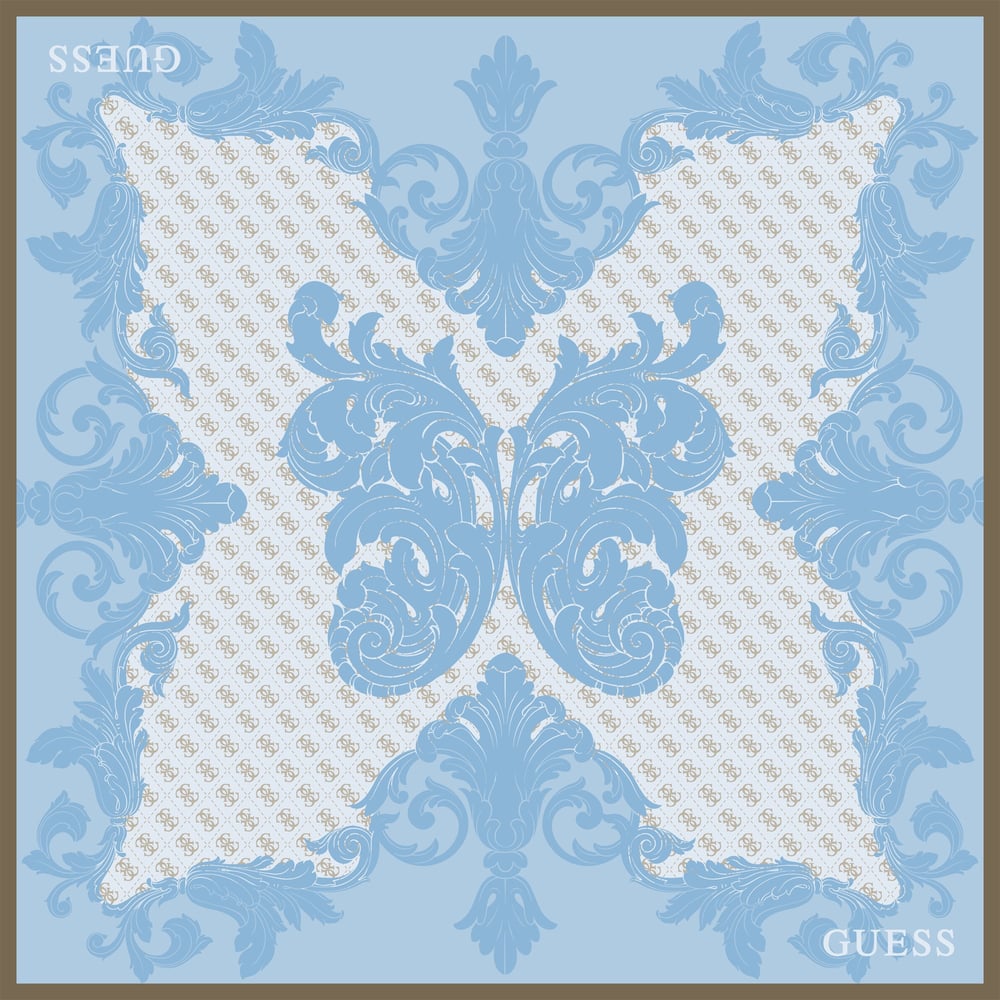 GUESS BAROQUE BUTTERFLY PATTERN LIGHT BLUE EŞARP