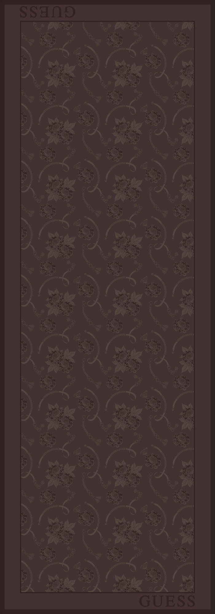 GUESS KEMER ÇİÇEK PATTERN BROWN ŞAL