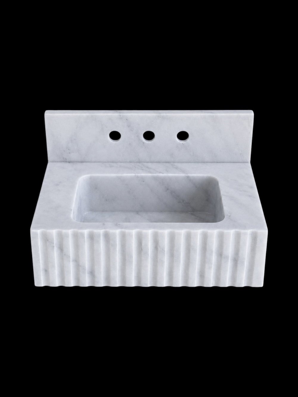 Oluklu Bianco Carrara Raflı Mermer Lavabo - AMSK26024